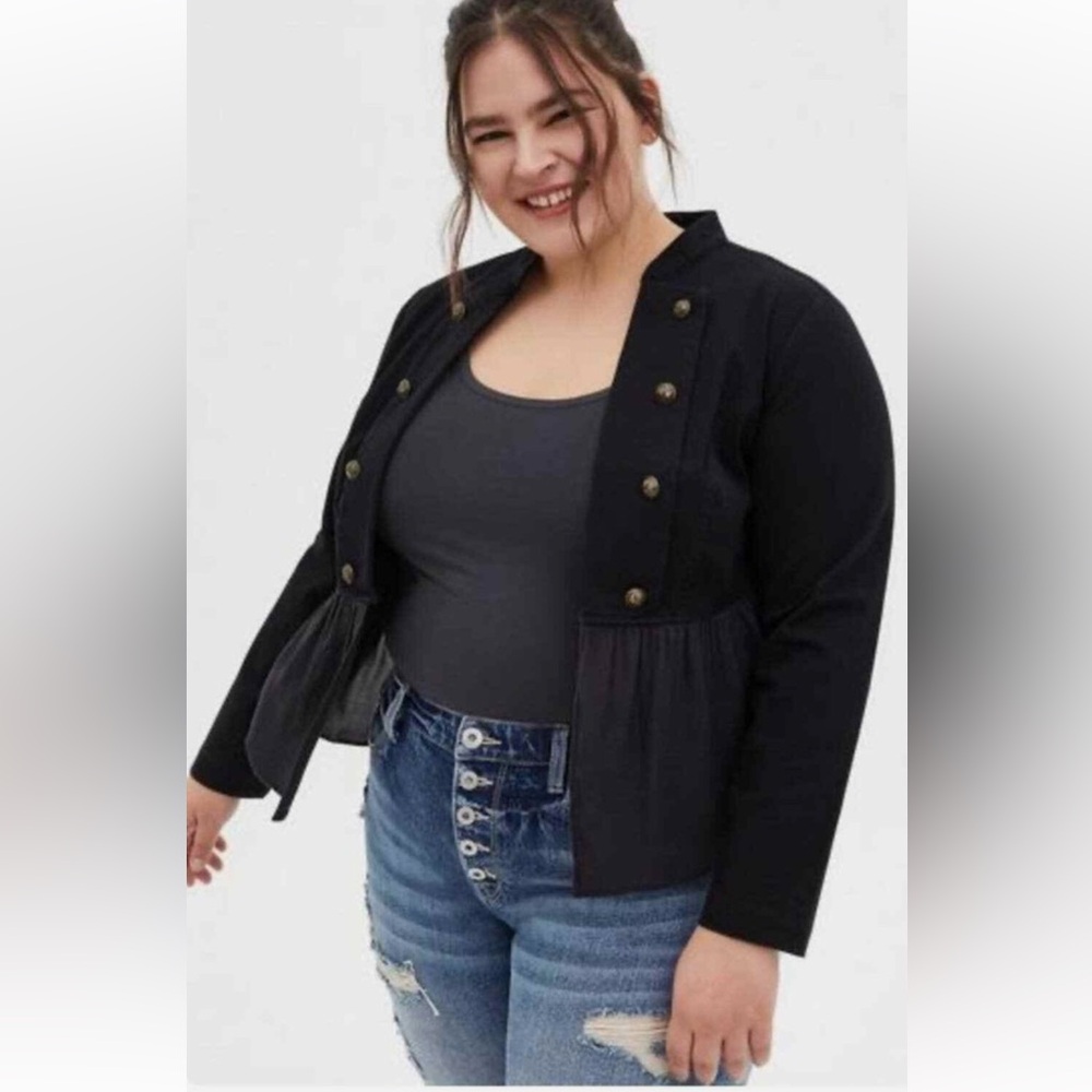 Torrid Military Marching Band Peplum Style Jacket 1X Black